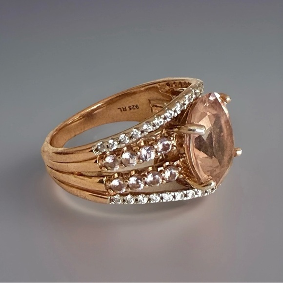 RL Jewelry - RL Simulated Peach Morganite Solid Sterling Silver With Rose Gold Finish 🔥